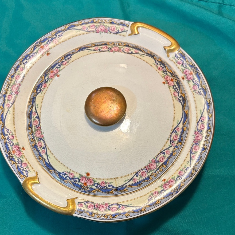 Antique West End Pottery Co Transferware Dish Bowl Covered